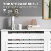 HOMCOM Radiator Cover, Modern MDF White Painted Cabinet with Horizontal Slats for Living Room, Bedroom, 152L x 19W x 81H cm