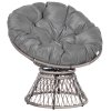 Outsunny 360 Swivel Rattan Papasan Moon Bowl Chair Round Lounge Garden Wicker Basket Seat with Padded Cushion Oversized for Outdoor Indoor, Grey