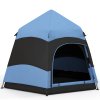 Outsunny Double Layer Pop Up Tent with Rainfly, Hexagon 4 Man Dome Tent, Portable Camping Shelter with Sewn-in Groundsheet and Carry Bag, for Festival Backpacking Road Trips, Blue