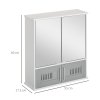 kleankin Bathroom Mirror Cabinet, Wall Mounted Storage Cupboard with Double Doors and Adjustable Shelf, Bathroom Organizer