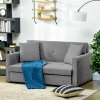 HOMCOM 2 Seater Sofa Bed, Convertible Bed Settee, Modern Cotton Loveseat Sofa Couch with 2 Cushions, Hidden Storage for Living Room, Guest Room, Light Grey