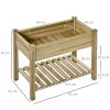 Outsunny 91cm x 51cm x 76cm Raised Garden Bed with Legs and Storage Shelf, Elevated Wooden Planter Box, Gardening Standing Growing Bed for Backyard, Patio, Balcony