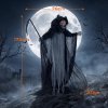 HOMCOM Halloween Animatronic Standing Werewolf Animated Decoration, Life-Size Halloween Animatronic with Light-Up Eyes, Sound and Touch Activated, Moving Head Prop for Haunted House Party