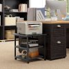 HOMCOM 3-Tier Printer Stand with Storage Shelf, Mobile Printer Table on Wheels, 50 x 50 x 52.5cm Rolling Printer Cart for Home Office, Black