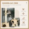 PawHut 255cm Cat Tree for Indoor Cats, Tall Cat Tower with Scratching Posts, Ramps, Hammock, Condo with Two Doors, Toy Balls, Platform, Beige