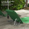 Outsunny Set of 2 Foldable Garden Beach Chair Mat Lightweight Outdoor Sun Lounger Seats Adjustable Back Metal Frame PE Fabric Head Pillow w/ Carry Bag, Green