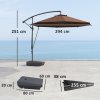 Outsunny 3(m) Garden Cantilever Parasol with Fillable Base up to 90kg, Wind Protection Strap, Cover, Round Banana Hanging Umbrella with Crank Handle and Tilt, UPF50+ Patio Umbrella, Brown