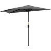 Outsunny 3(m) Half Parasol, Semi Round Umbrella with Metal Frame, Crank Handle for Balcony, Garden, Dark Grey