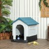 PawHut Dog Kennel for Outside, Plastic Dog House, Water-Resistant Pet Shelter with Windows, for Garden Patio, Miniature Dogs, 64.5 x 57 x 66cm - Blue