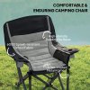 Outsunny Folding Camping Chair for Adults, Portable Padded Folding Chair with Cup Holders, Side Pockets and Carry bag for Picnic, Hiking, Fishing, Grey