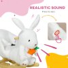 HOMCOM Kids Rocking Horse, Plush Rabbit-Shaped Baby Rocking Animal w/ Carrot Toy, Safety Harness, Realistic Sounds, Foot Pedals, for Toddlers Aged 18-36 Months - White