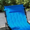 Outsunny 2 Piece Foldable Sun Lounger Set with 5-level Reclining Back, Outdoor Tanning Chairs Sun Loungers with Build-in Padded Seat, Side Pocket, Headrest for Beach, Patio, Blue