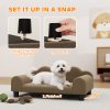 PawHut Dog Sofa Bed, Elevated Cat Sofa with Backrest and Armrest, Breathable Pet Lounge for Indoor Small Dogs, Brown