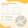 PawHut Freestanding Pet Gate Wooden Dog Gate with Support Feet Foldable Pet Fence Safety Barrier for the House Doorway Stairs White