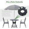 Outsunny 85cm Round Garden Dining Table with 46.5mm Dia. Umbrella Hole, Cast Aluminium Outdoor Dining Table, Grid Motif Outdoor Table for Garden, Patio, Porch, Black