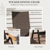 Outsunny Outdoor Folding Dining Chair, PE Rattan Chair with Armrests, High Backrest, for Garden, Camping, Balcony, Porch, Brown