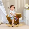 HOMCOM Kids Rocking Horse Plush Ride On Horse with Safety Belt, Realistic Sounds, Foot Pedals for Toddlers Aged 18-36 Months - Brown