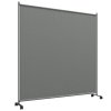 Outsunny Decorative Garden Partition Screen with Lockable Wheels, 6FT Portable Privacy Screen, Single Freestanding Metal Room Divider Panel for Garden Hot Tub Deck Pool, Dark Grey