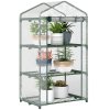 Outsunny 3 Tier Mini Greenhouse Portable Garden Grow House with Roll Up Door and Wire Shelves, 69L x 49W x 125H cm, Clear