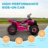 HOMCOM 6V Electric Quad Bike Kids Ride On All Terrain Vehicle with Forward Backward Function, for Ages 18-36 Months - Pink
