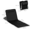 Outsunny Set of 2 Foldable Garden Beach Chair Mat Lightweight Outdoor Sun Lounger Seats Adjustable Back Metal Frame PE Fabric Head Pillow w/ Carry Bag, Black