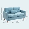 HOMCOM 2 Seater Sofa with Spring Cushion, Fabric Sofa with Wooden Legs, Modern Love Seat for Living Room, 140cm Width Tufted Couch for Bedroom