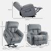 HOMCOM Power Lift Riser and Recliner Chair with Vibration Massage and Heat, Leathaire Fabric Electric Lift Chair for Elderly with Remote Controllers, Side Pocket, Pocket Spring, Grey