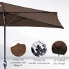 Outsunny 2.7m Garden Half Parasol, Outdoor Balcony Umbrella with 5 Steel Ribs, Patio Sun Shade, Brown
