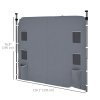 Outsunny Gazebo Side Panel, Canopy Sidewall Panel with 4 Mesh Bags and 2 Storage Pockets for 3 x 3 m Straight Leg Pop Up Gazebos, 1 Pack Sidewall Only, Grey