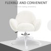 HOMCOM Fluffy Leisure Chair Office Chair with Backrest and Armrest for Home Bedroom Living Room with Wheels