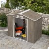 Outsunny 7 x 4ft Metal Garden Shed, Outdoor Storage Tool House with Ventilation Slots, Foundation Kit and Lockable Double Doors, Light Brown