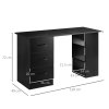 HOMCOM Computer Desk, Writing Table, PC Workstation with 3 Storage Shelves and Drawers, Black Handle, for Home Office