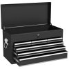 HOMCOM 6 Drawer Tool Chest, Lockable Metal Tool Box with Top Case, Ball Bearing Runners, Portable Toolbox, 600mm x 260mm x 340mm, Black