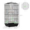 PawHut Bird Cage with Perches, Food Bowls, Swing, Parrot Cage for Budgie, Parakeet, Small Bird, 46.5 x 35.5 x 92cm, Black