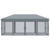 Outsunny 3 x 6m Pop Up Gazebo, Outdoor Canopy Shelter, Marquee Party Wedding Tent with 6 Mesh Walls and Carry Bag, Grey