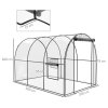 Outsunny 3 x 2 x 2m Polytunnel Greenhouse with Roll-up Door and Mesh Window, Walk-in Grow House Tent with Plastic Cover and Steel Frame, Clear