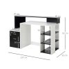 HOMCOM Computer Desk with Drawers and Storage Shelves, Office Desk Writing Table with Printer Stand, Large Workstation for Study Play Work Home Office, 137 x 55 x 92cm, Black and White