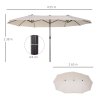 Outsunny 4.6m Large Garden Parasol Double-Sided Sun Umbrella Patio Market Canopy Shade Outdoor Beige- NO BASE