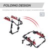HOMCOM Foldable 3 Bike Carrier Rear Hitch Mount Bicycle Rack W/ Straps Car Trunk SUV Travel Transit