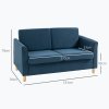 HOMCOM 2 Seater Sofa, Compact Loveseat, Linen Upholstered Couch with Wood Legs and Armrest, Small Sofa for Living Room and Home Office