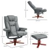 HOMCOM Recliner Chair with Footstool, PU Leather Upholstered Armchair with Adjustable Backrest, Leisure Lounge Chair for Living Room, Bedroom, Grey