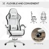 Vinsetto Computer Gaming Chair, PU Leather Office Desk Chair with Footrest, Swivel Wheels, 135?? Reclining Back, Lumbar Support, Headrest for Home, White and Black