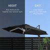 Outsunny 3(m) Cantilever Roma Parasol Adjustable Garden Sun Umbrella with LED Solar Light, Aluminium Frame, Tilt & Crank, UV50+, Cross Base Rotating Outdoor- Dark Grey
