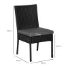 Outsunny 4 Pieces PE Rattan Garden Chairs with Cushion, Patio Wicker Dining Chairs with Backrest for Patio, Deck, Garden, Black