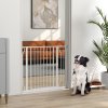 PawHut Dog Gate Wide Stair Gate w/ Door Pressure Fit Pets Barrier for Doorway, Hallway, 76H x 75-95W cm - White