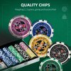 SPORTNOW 500-Piece Poker Chips Set with Aluminium Case, Holdem Poker Set with Mat, 11.5g Numbered Poker Chips, Two Decks of Cards, Dealer, Five Dices