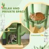 PawHut Floor to Ceiling Cat Tree, 225-255cm Adjustable Cat Tower Indoor, Multi-Level Activity Centre with Sisal Scratching Posts, Grooming Brush Post, Hammocks, Green