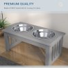 PawHut Raised Dog Bowl Feeding Bowls with Stand for Medium Dogs Elevated Pet Bowls Water Food Feeder 58L x 31W x 25H cm - Grey