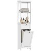 HOMCOM Tall Bathroom Cabinet with Removable Laundry Basket, Slim Bathroom Storage Unit with Tilt-Out Laundry Cabinet, 2 Open Shelves and Drawer, 40 x 30 x 165 cm, White
