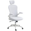 Vinsetto High Back Office Chair, Mesh Computer Desk Chair with Rotatable Headrest, 4D Lumbar Support, Flip-up Arm, Adjustable Height, White